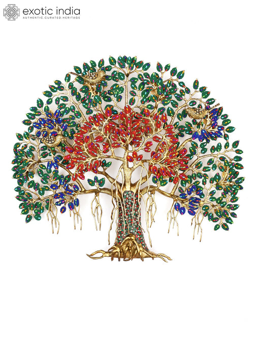 24" Brass Tree of Life Wall Hanging Home Decor Sculpture