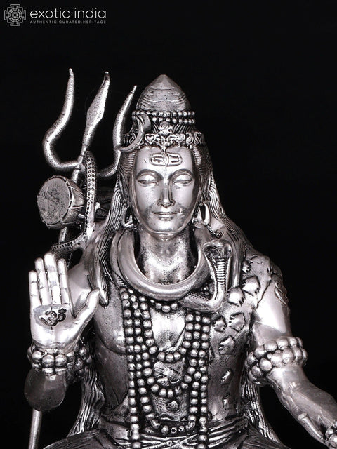 Small Superfine Blessing Lord Shiva | Silver Plated Brass Statue | Multiple Sizes
