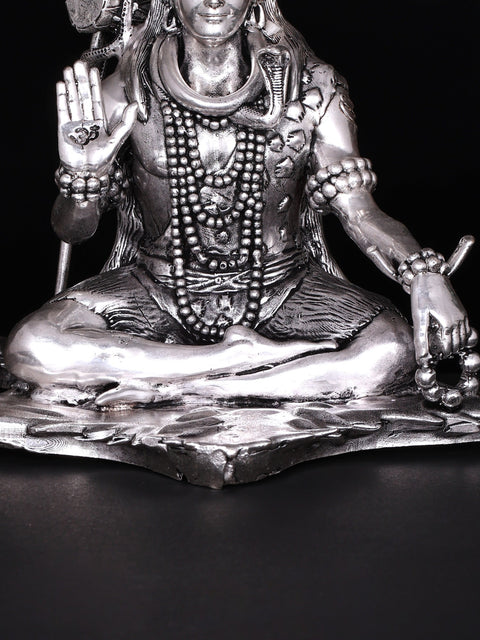 Small Superfine Blessing Lord Shiva | Silver Plated Brass Statue | Multiple Sizes
