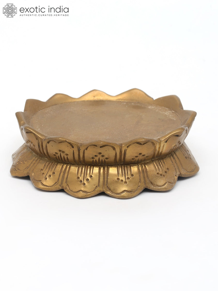 4" Brass Lotus Pedestal Statue for Deity Placement