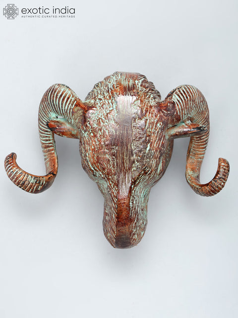 9" Brass Sheep Head | Wall Hanging