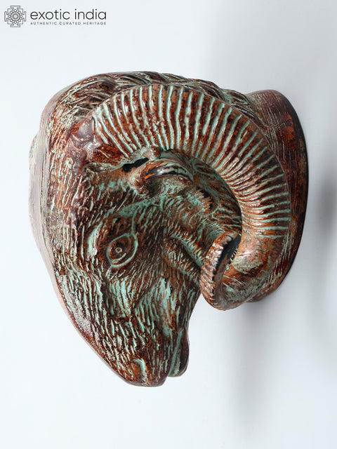 9" Brass Sheep Head | Wall Hanging