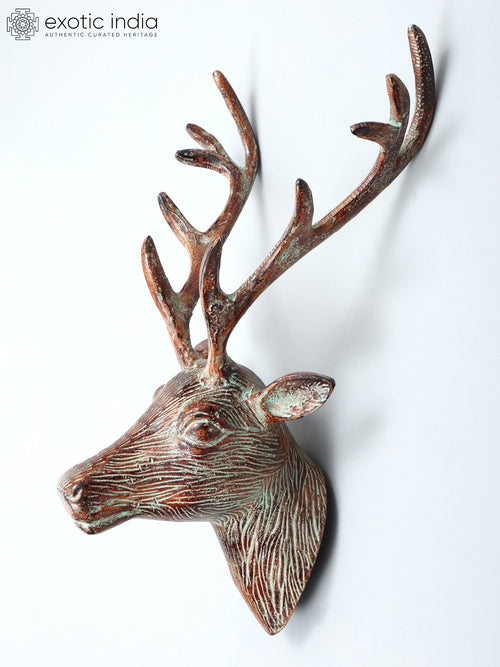 19" Reindeer Head Brass Wall Hanging