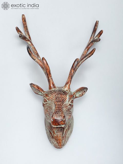 19" Reindeer Head in Brass | Wall Hanging