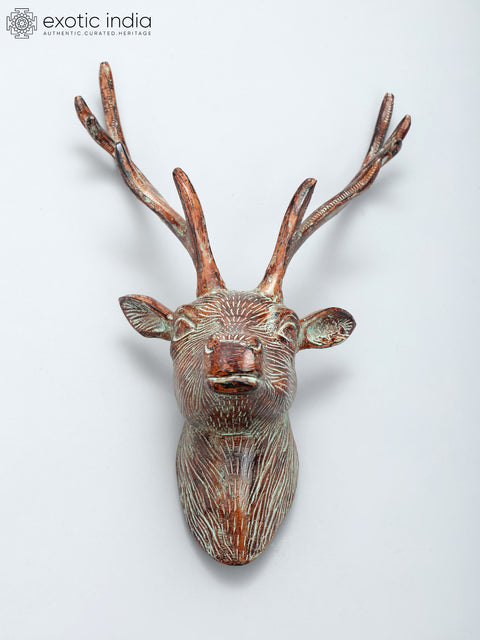 19" Reindeer Head in Brass | Wall Hanging