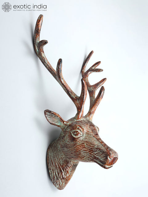 19" Reindeer Head in Brass | Wall Hanging