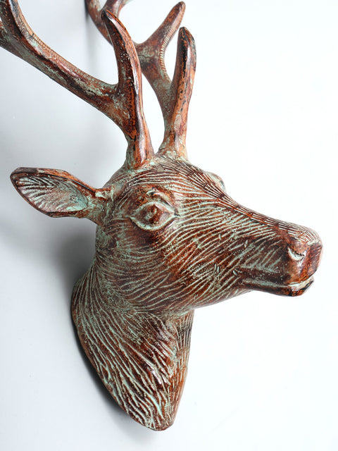 19" Reindeer Head in Brass | Wall Hanging