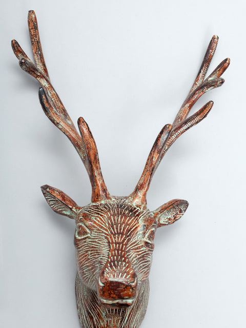 19" Reindeer Head in Brass | Wall Hanging