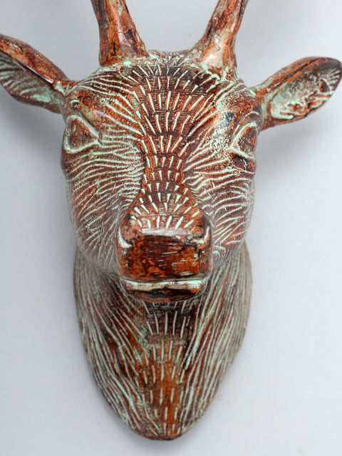 19" Reindeer Head in Brass | Wall Hanging