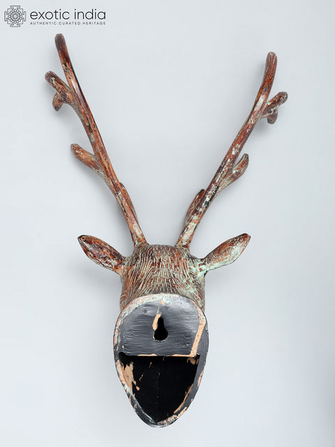 19" Reindeer Head in Brass | Wall Hanging