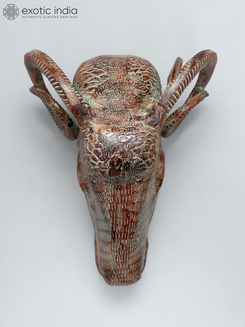 15" Sheep Head in Brass | Wall Hanging