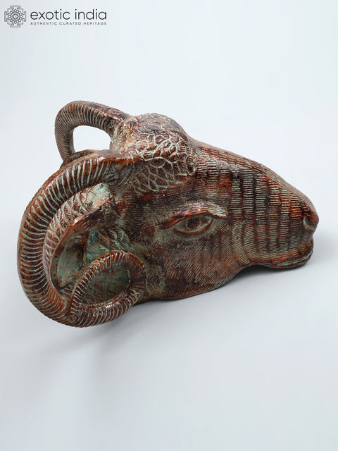 15" Sheep Head in Brass | Wall Hanging