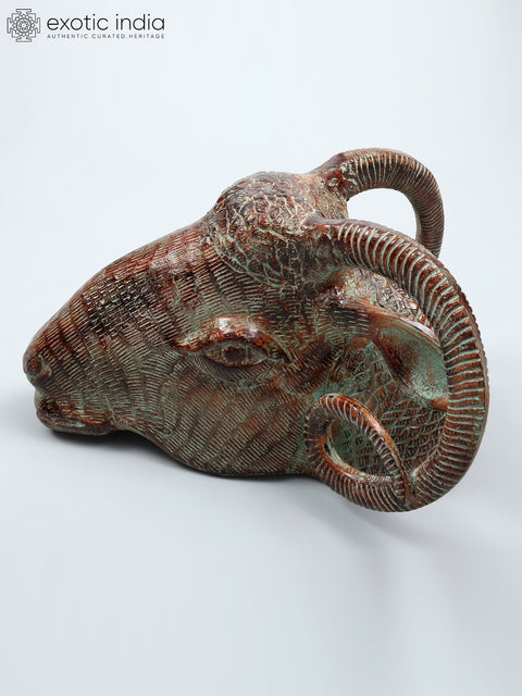 15" Sheep Head in Brass | Wall Hanging