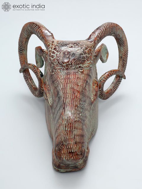 15" Sheep Head in Brass | Wall Hanging