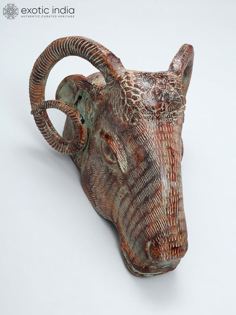 15" Sheep Head in Brass | Wall Hanging