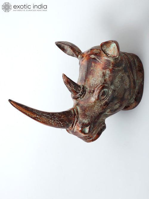 18" Rhinoceros Brass Wall Hanging Head for Home Decor