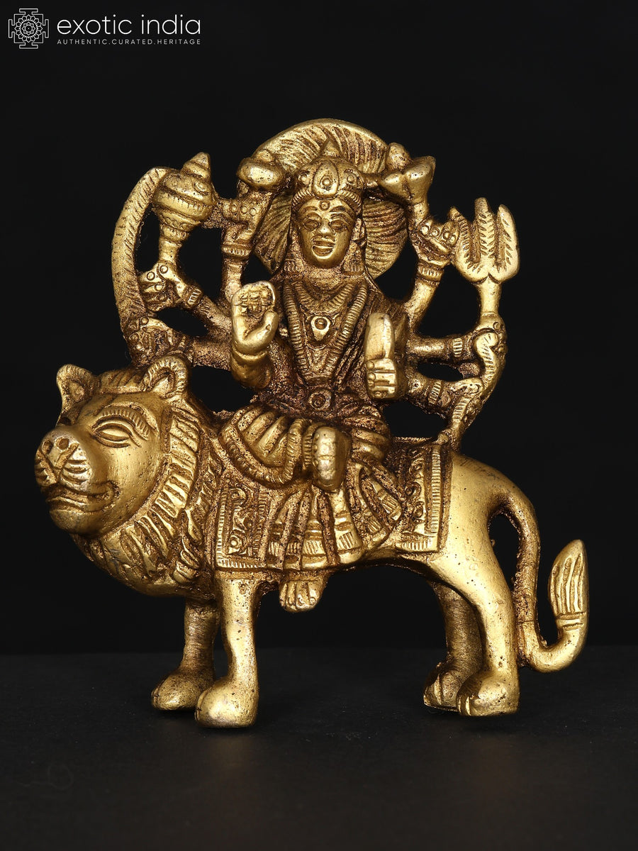 3" Small Sherawali Maa Brass Statue for Pooja
