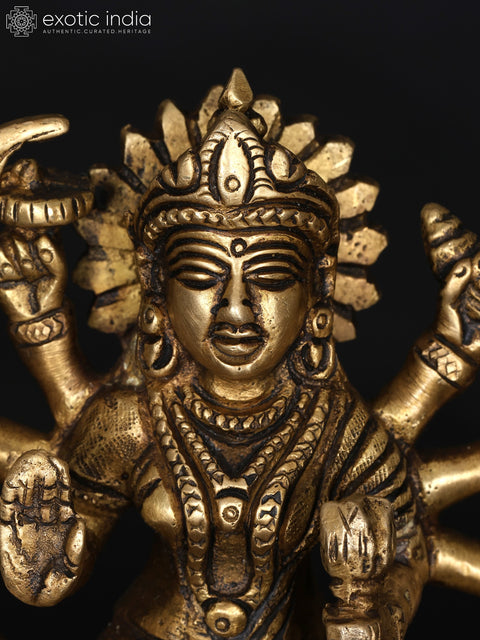 6" Small Brass Goddess Durga (Sherawali Maa) | Brass Statue