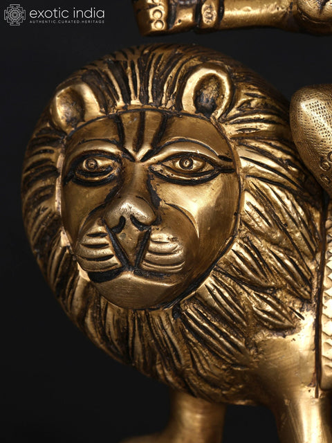 6" Small Brass Goddess Durga (Sherawali Maa) | Brass Statue