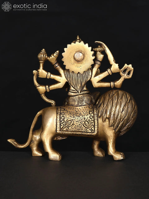 6" Small Brass Goddess Durga (Sherawali Maa) | Brass Statue