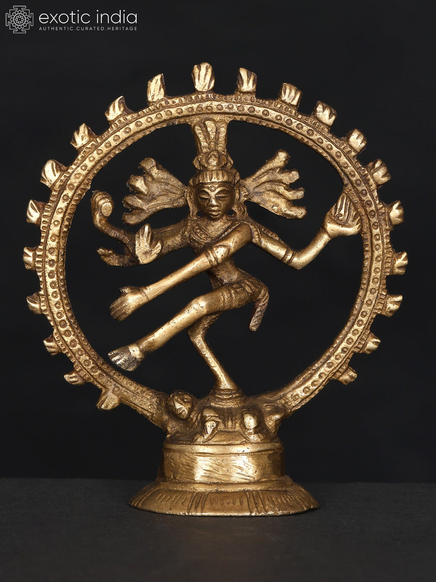 3" Small Nataraja Dancing Shiva Brass Statue Handmade