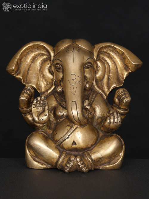 5" Large Ears Blessing Lord Ganesha Brass Statue