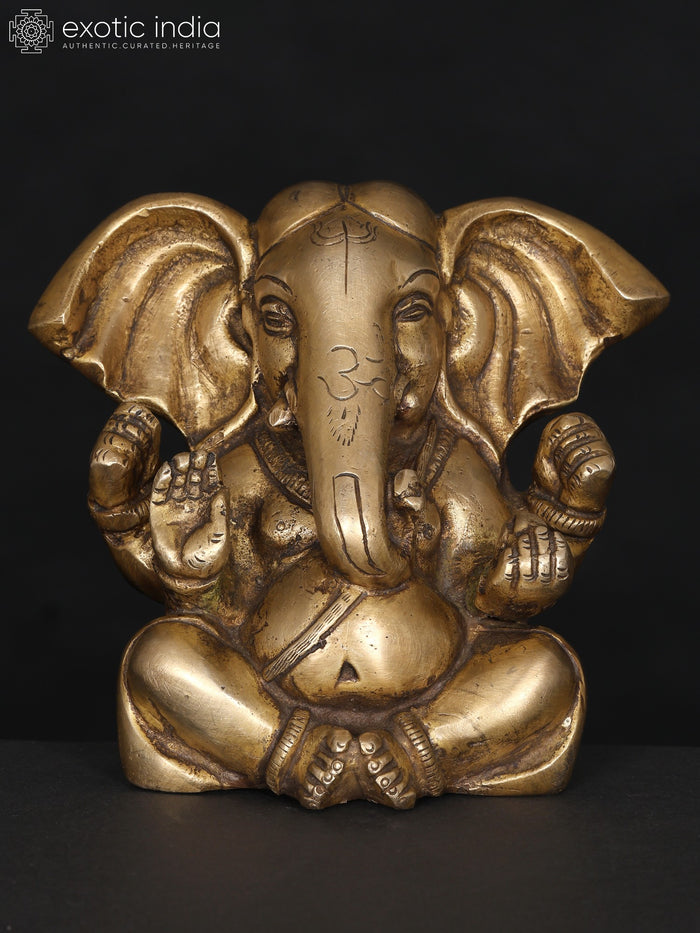 5" Small Large Ears Blessing Lord Ganesha | Brass Statue