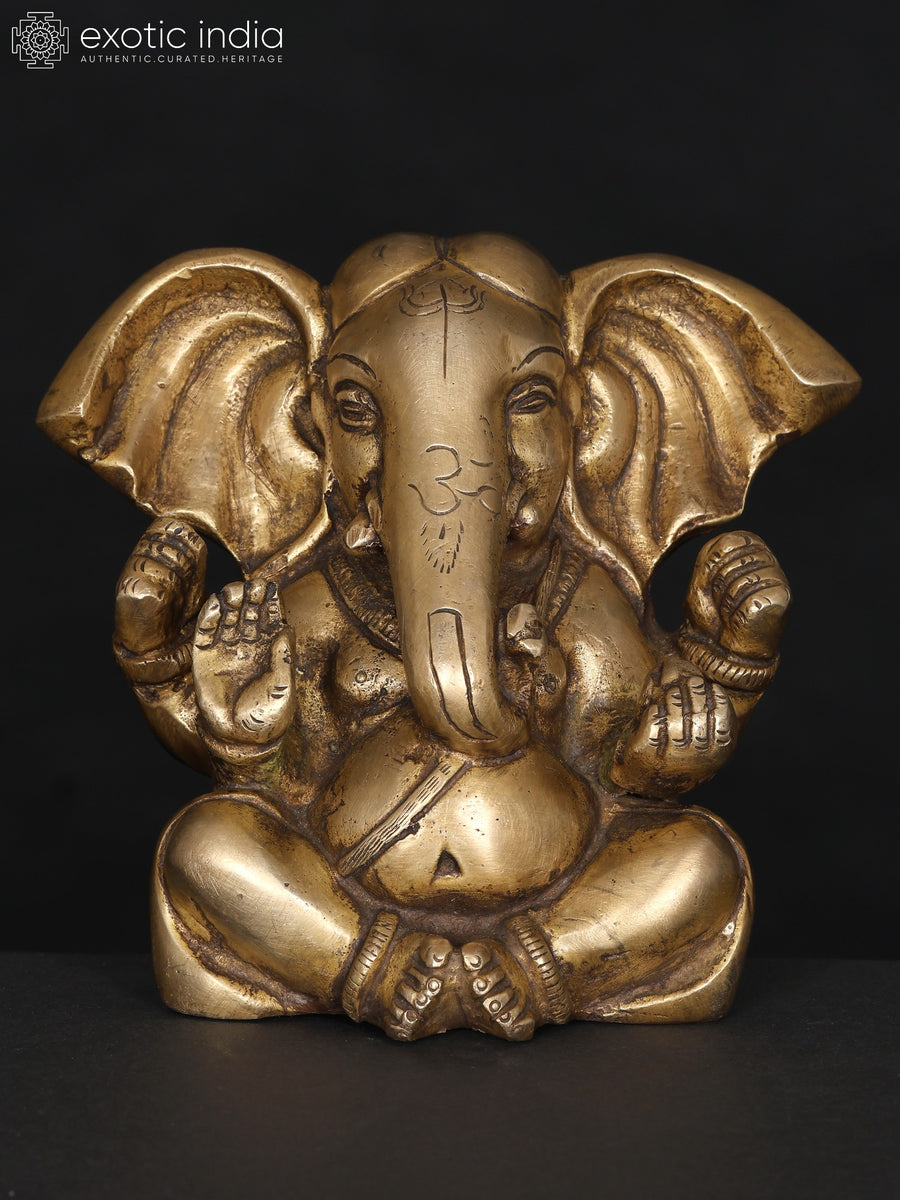 5" Large Ears Blessing Lord Ganesha Brass Statue