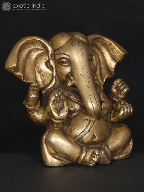 5" Small Large Ears Blessing Lord Ganesha | Brass Statue