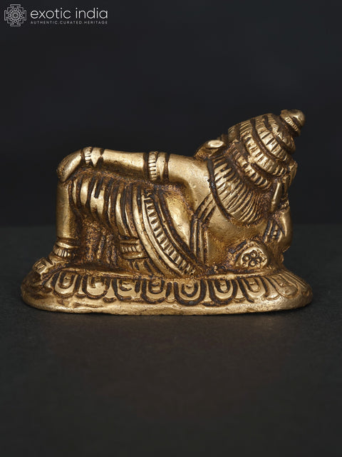 2" Small Relaxing Lord Ganesha | Brass Statue