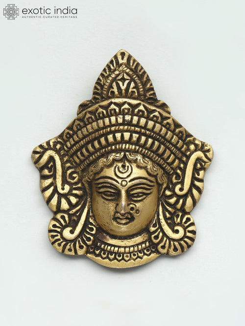 3" Goddess Durga Face Brass Wall Hanging