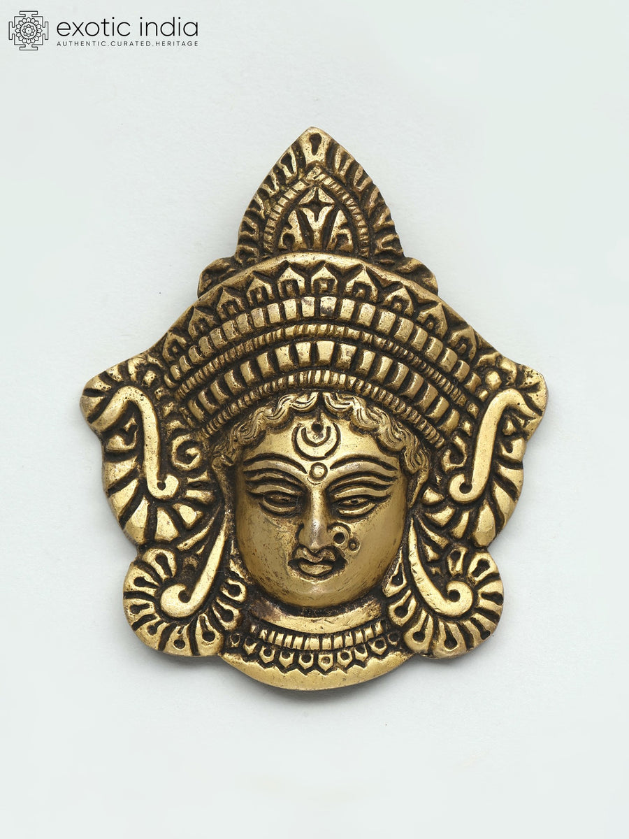 3" Goddess Durga Face Brass Wall Hanging