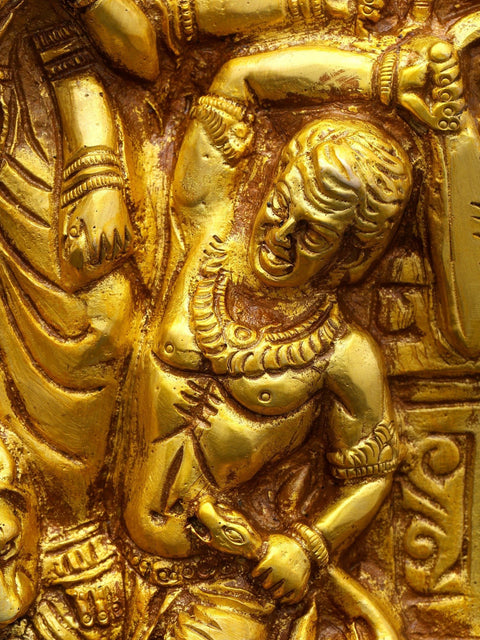 10" Mahishasuramardini (Goddess Durga) | Wall Hanging Brass Statue