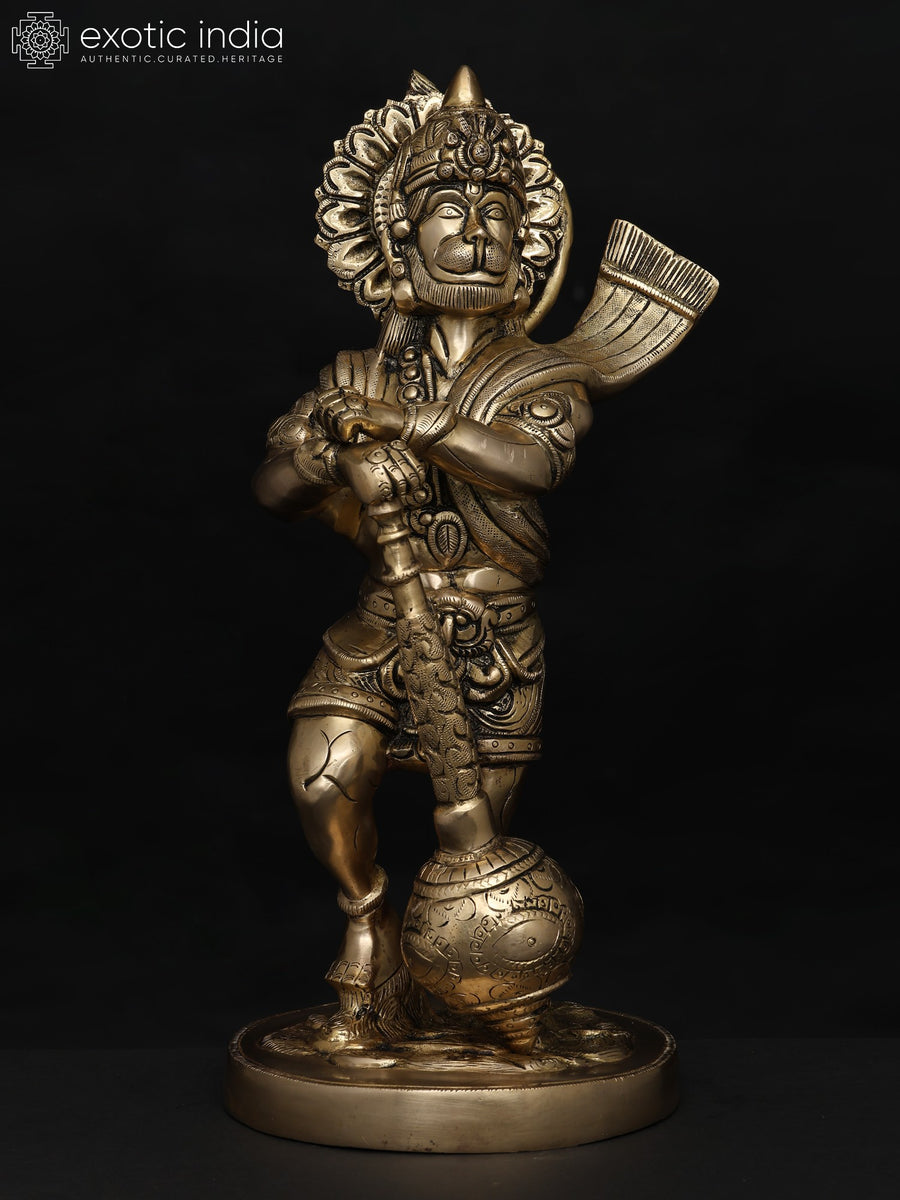 13" Bahubali Hanuman Handmade Brass Statue