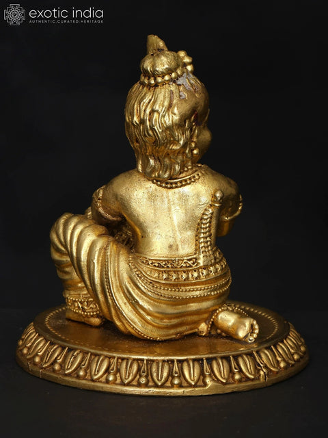 4" Small Superfine Butter Krishna | Brass Statue