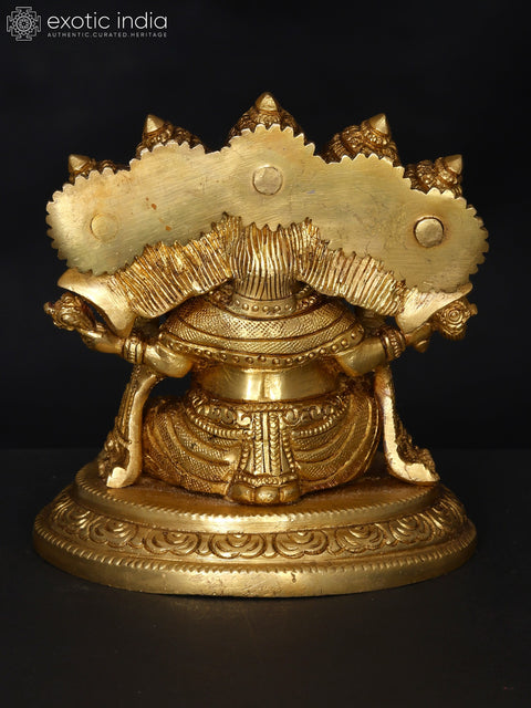 4" Small Sitting Panchamukh Lord Ganesha | Brass Statue