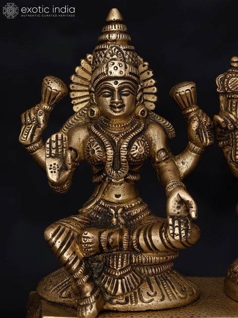 7" Blessing Lakshmi Ganesha | Brass Statue