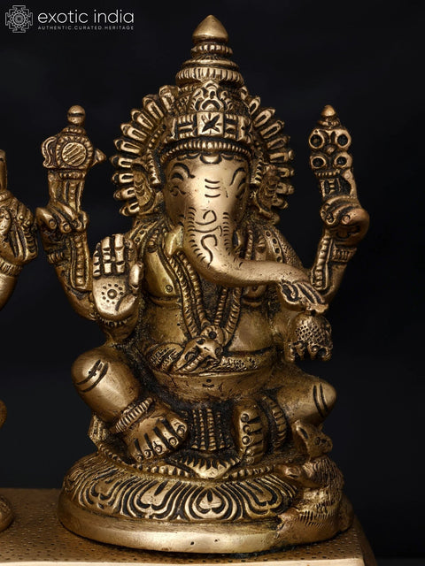 7" Blessing Lakshmi Ganesha | Brass Statue