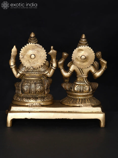 7" Blessing Lakshmi Ganesha | Brass Statue