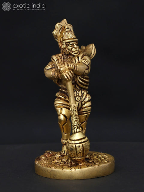 4" Small Mahabali Hanuman | Brass Statue