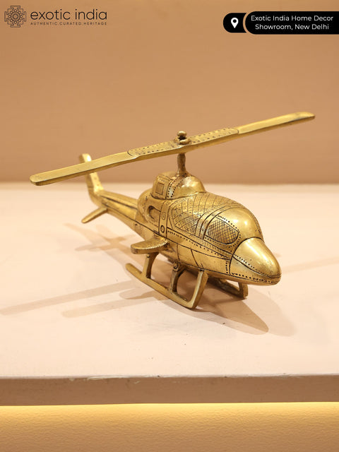 10" Brass Helicopter | Decorative Showpeice | Collectible Item