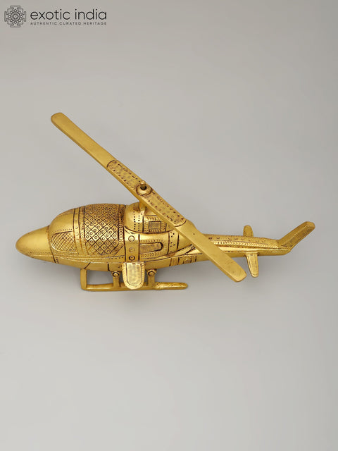 10" Brass Helicopter | Decorative Showpeice | Collectible Item