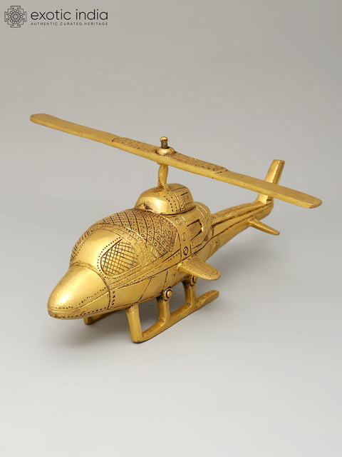 10" Brass Helicopter | Decorative Showpeice | Collectible Item