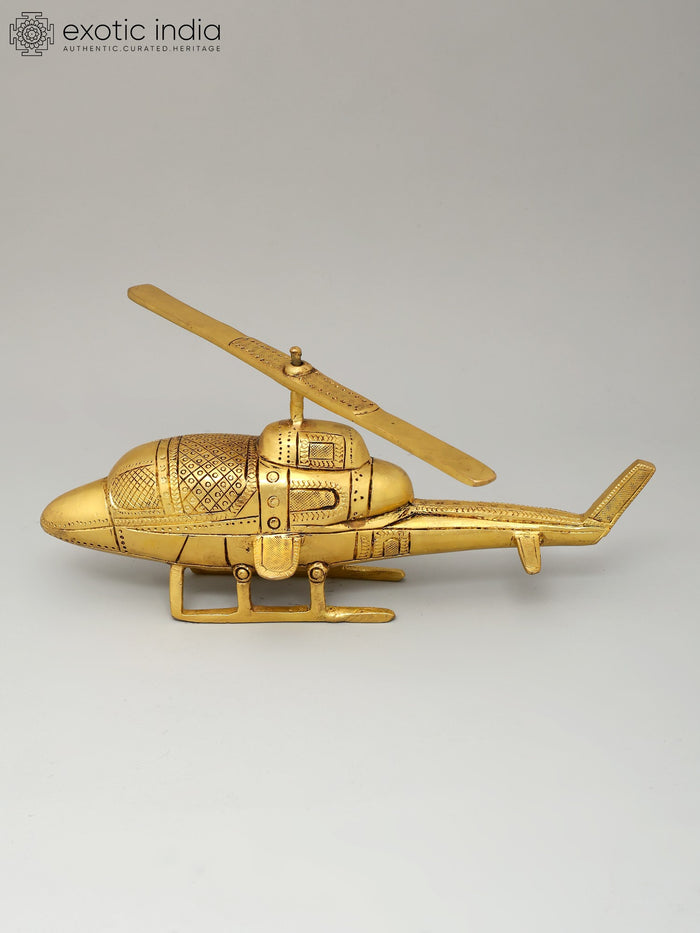 10" Brass Helicopter Decorative Statue Collectible