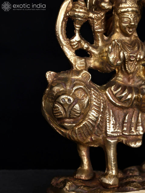 4" Small Sherawali Maa (Goddess Durga) | Brass Statue