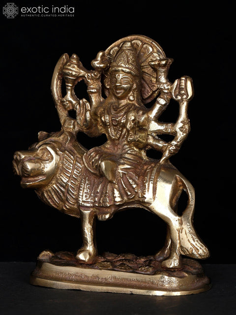 4" Small Sherawali Maa (Goddess Durga) | Brass Statue
