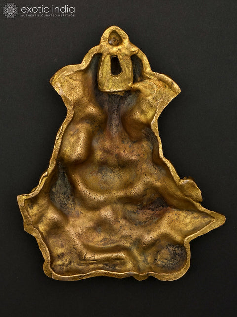 7" Blessing Lord Ganesha Seated on Mushak | Wall Hanging Brass Statue