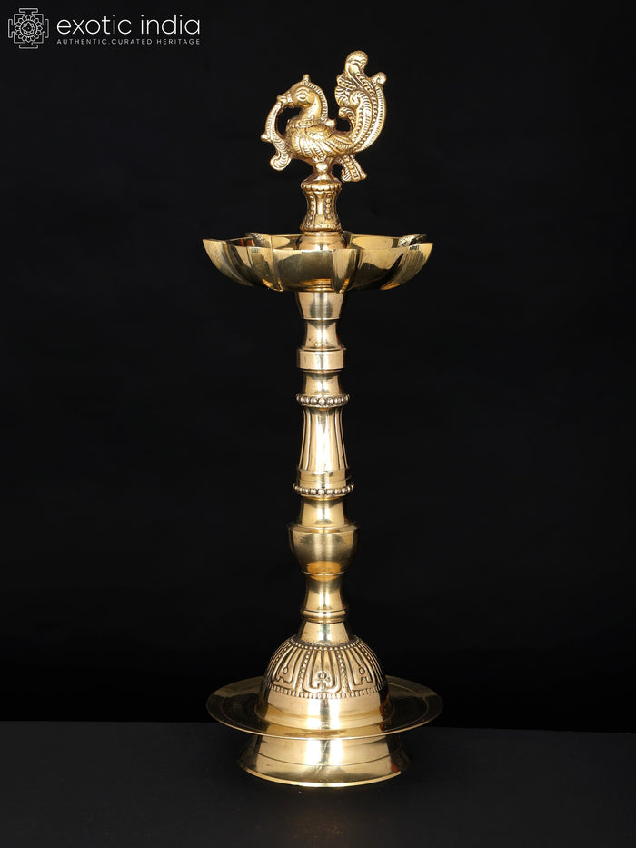 13" Brass Peacock Lamp for Home Decor