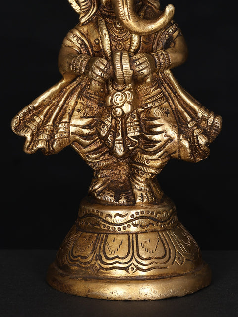 6" Small Dancing Lord Ganesha | Brass Statue
