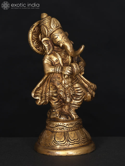 6" Small Dancing Lord Ganesha | Brass Statue